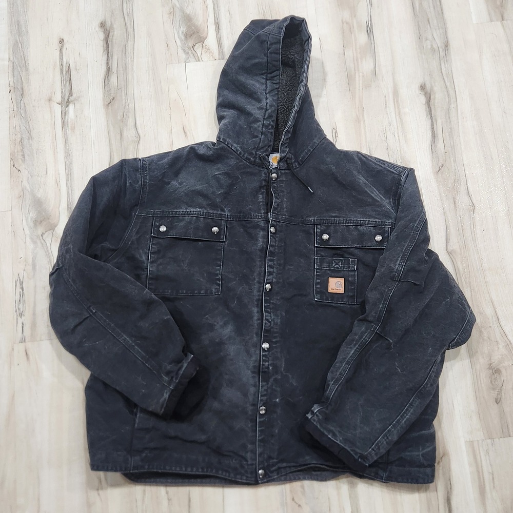 Men's 2xl Carhartt Canvas Button up Sherpa lined Jacket
